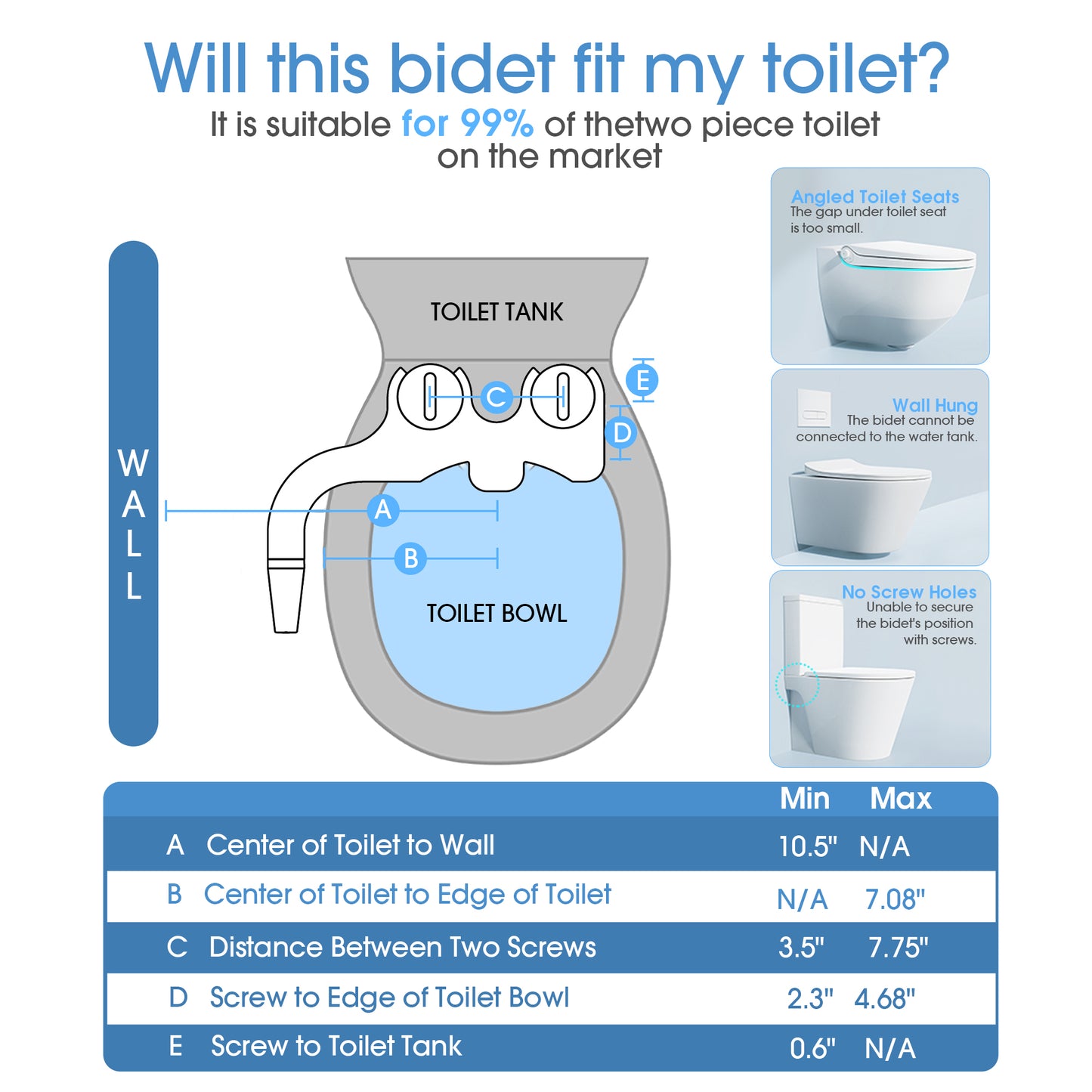 Ultra-Slim Bidet Attachment for Toilet, Dual Nozzle with Self Cleaning, Non-Electric White, 1 Pack