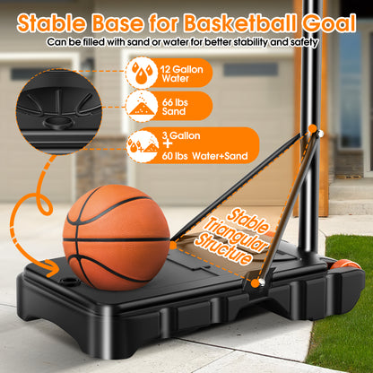 Qunler Basketball Hoop with 5-8ft Adjustable Height for Kids Teenagers Youth Junior, 33'' Portable Basketball Hoop with Stand & Backboard Wheels for Basketball Goals Indoor Outdoor Play