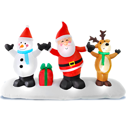 Qunler 9FT Long Santa Claus Snowman & Reindeer Group Christmas Inflatables Outdoor Decorations, Blow Up Yard Decorations with Built-in LED Lights