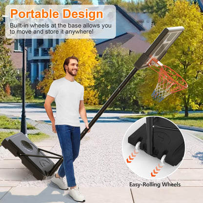 Qunler 44" Portable Basketball Hoop System, 4.4-10 ft Height Adjustable Basketball Goal System with Wheels and Shatterproof Backboard and Large Base for Adults Kids Outdoor Indoor Court