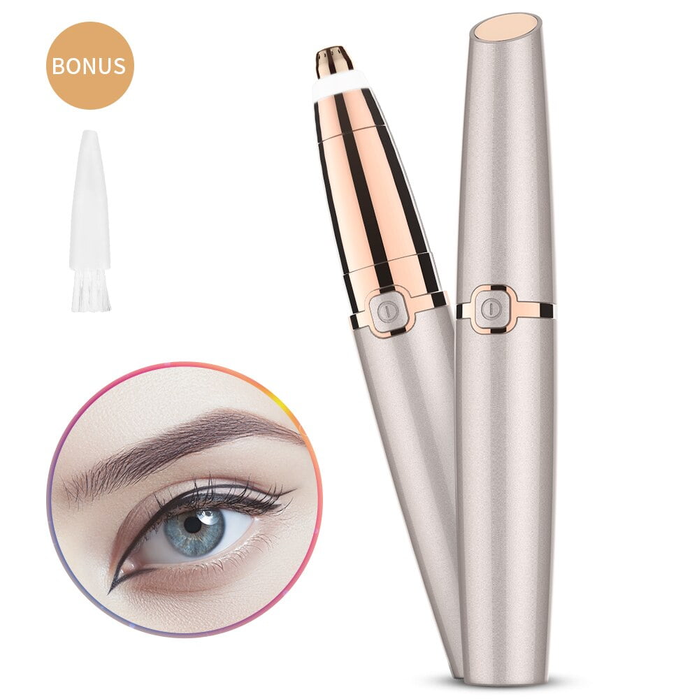 2 in 1 Eyebrow Hair Trimmer, 2023 Upgraded Electric Eyebrow Hair Remover Painless with LED Light Precision Eyebrow Trimmer Portable Razor Facial Hair Removal Tool for Men Women