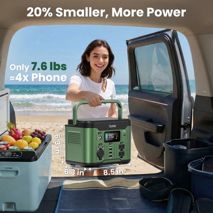 Qunler 300W 296Wh Portable Power Station, Pure Sine Wave 120V AC Outlet, 60W USB-C PD Backup Power Supply for Camping & Emergency，Green