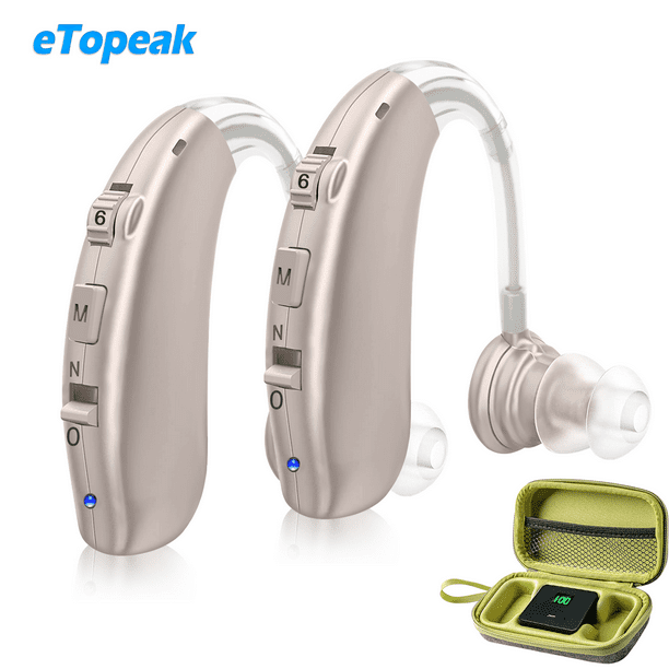 Personal Sound Amplifier for Ears, 80 Hours BTE Amplifiers with Portable Charging Case