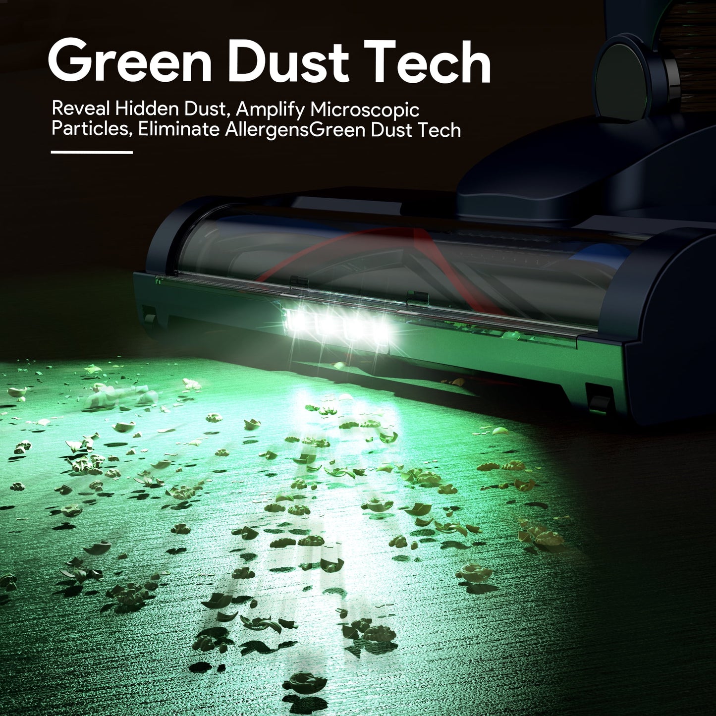 iFanze Cordless Vacuum Cleaner for Home, Self-Standing Stick Vacuum with Rechargeable 2200mAh Detachable Battery for Hardwood Floor Carpet Pet Hair, Green Led Ligths Reveals Invisible Dust