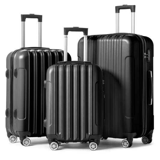 ifanze Hardshell Luggage Sets 3 Pcs Hardside Lightweight Durable Suitcase Set with TSA Lock Spinner Wheels 20in24in28in, Black