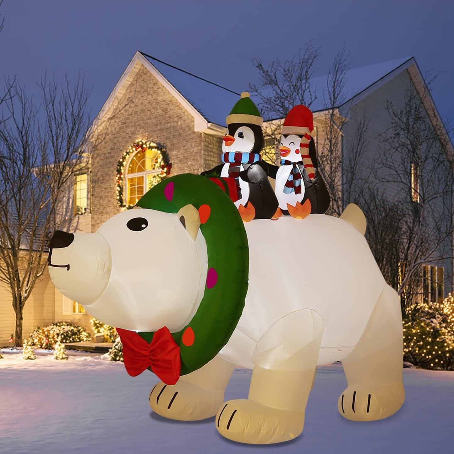 6FT Giant Christmas Inflatable Polar Bear Decorations Outdoor Christmas Inflatables with Led Lights for Holiday Yard Decor Christmas Xmas Indoor Outdoor Yard Decorations
