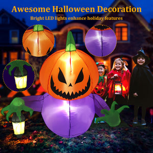 Posrue Halloween Inflatables Outdoor Decorations, Flying Pumpkin Broke Out from Window Blow Up Scary Halloween Decorations for Party Indoor, Outdoor, Yard, Porch, Garden, Lawn, 4FT