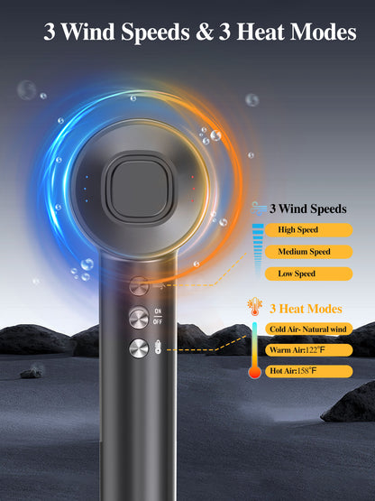 Hair dryer, High-Speed Blow Dryer With 3 Temps & 3 Speeds, 500 Million Negative Ions Hair dryer, 150,000 RPM Brushless Motor for Fast Drying
