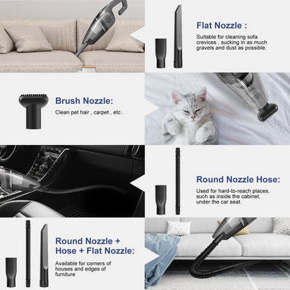 Qunler Handheld Vacuum Cordless, 7.5KPA Powerful Multi Stage Suction Portable Car Vacuum Cleaner, Quick Charge Handheld Vacuum with Washable HEPA Filter for Car