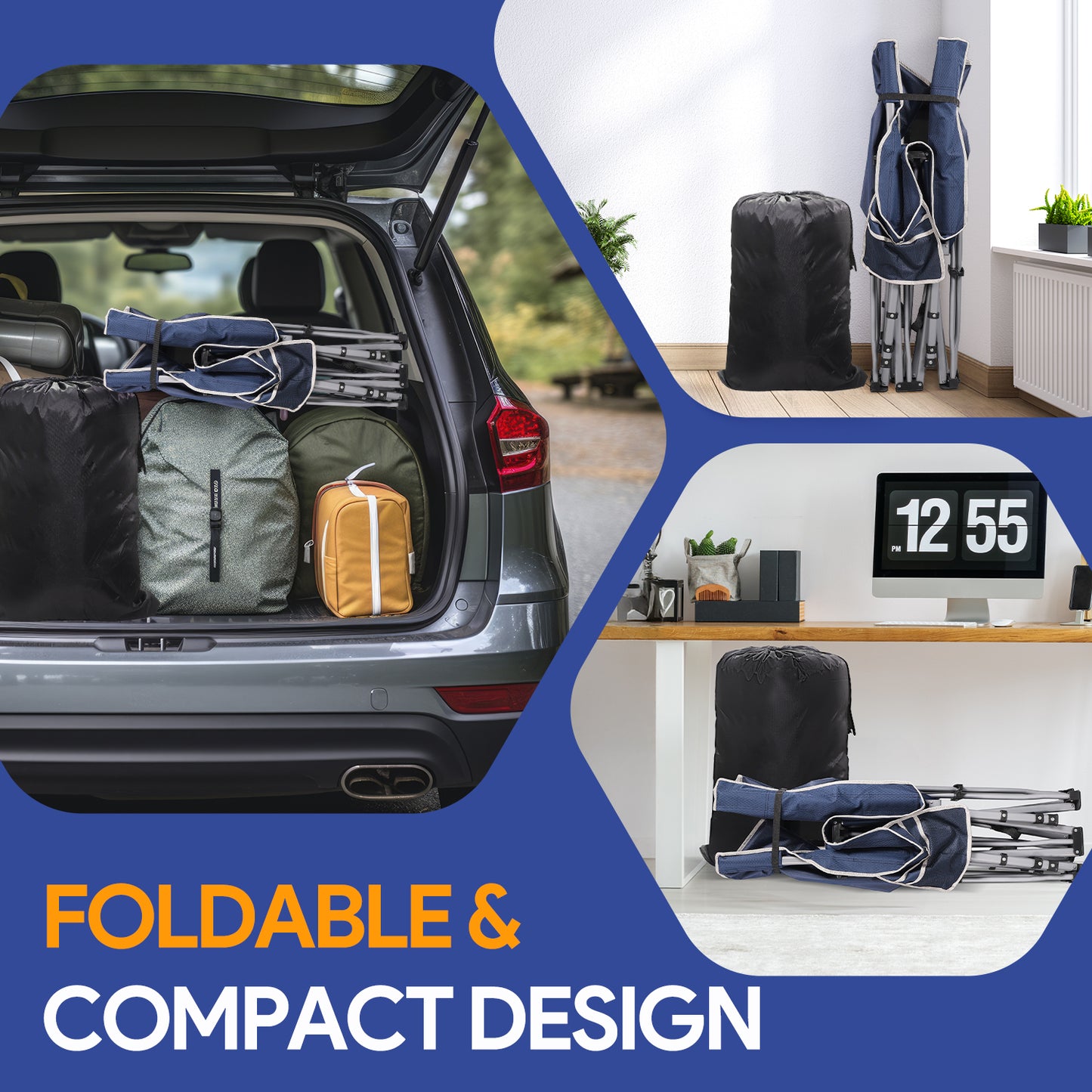 Folding Camping Cot for Adults, 75"* 28"