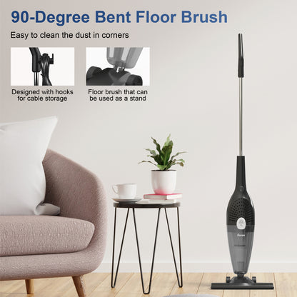 Qunler 25Kpa Corded Stick Vacuum Cleaner with Powerful Suction, 3-in-1 Lightweight Handheld Vacuum Cleaner for Home Carpet Pet Hair, Black Grey, BR602