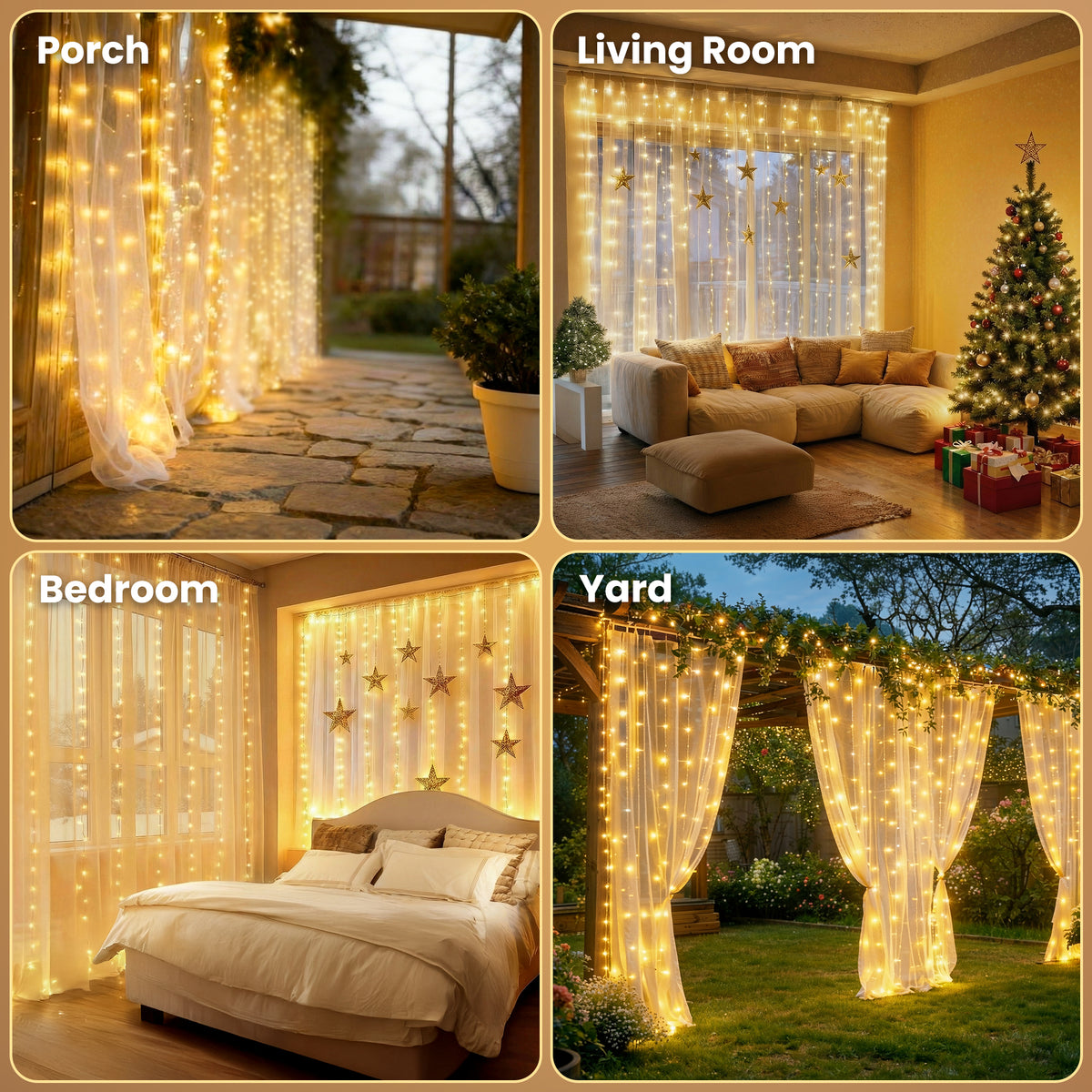 9.9x9.9ft Window Curtain String Light, 300 Waterproof LED Twinkle Lights, 8 Modes Fairy Lights USB Remote Control Lights for Christmas Bedroom Party Wedding Home Garden Wall Decorations