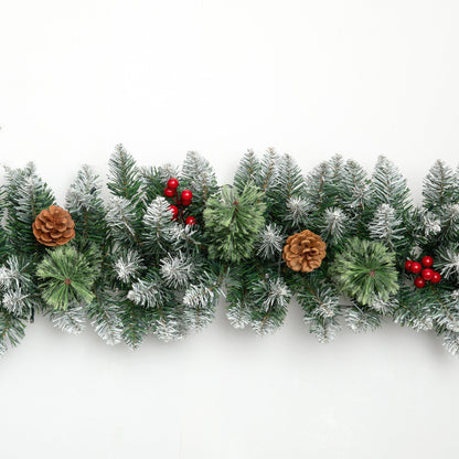 2 Pack - Qunler Pre-Lit Christmas Garland with Lights & Timer for Fireplace Mantel Indoor Outdoor Christmas Decoration, Green