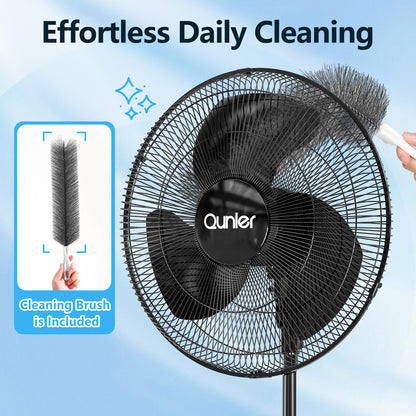 Qunler 18" Standing Oscillating Pedestal Fan, Quiet Rotating Stand up Electric Fan Blow Cold Air for Home Bedroom, Black