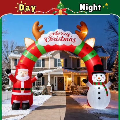 12 FT Long Christmas Inflatable Archway with Santa, Snowman and LED Lights for Outdoor Christmas Yard Decoration