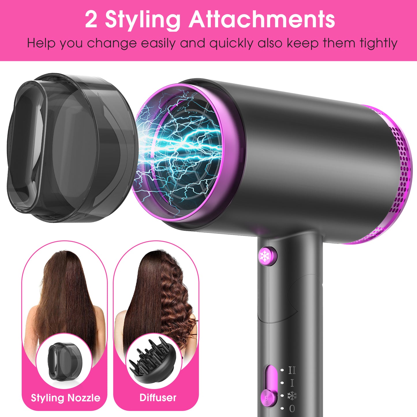 2000W Hair Dryer,Professional Ionic Hair Blow Dryers with 3 Heat Settings,2 Speed, Cool Settings,Fast Drying Blow Dryer for Home,Travel,Salon and Hotel