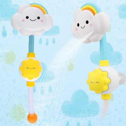 Ifanze Baby Bath Toy, Baby Bathtub Toys with Cloud and Rainbow Shower Head, Suction Spinner Toys, Water Pump Summer Essentials for Kids Toddlers Infants