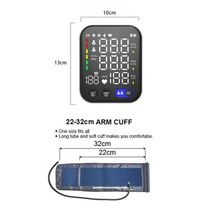 Blood Pressure Monitor, Home Use Automatic Upper Arm Blood Pressure Cuff with Large LCD Display, 2 Users, 240 Recordings, Black