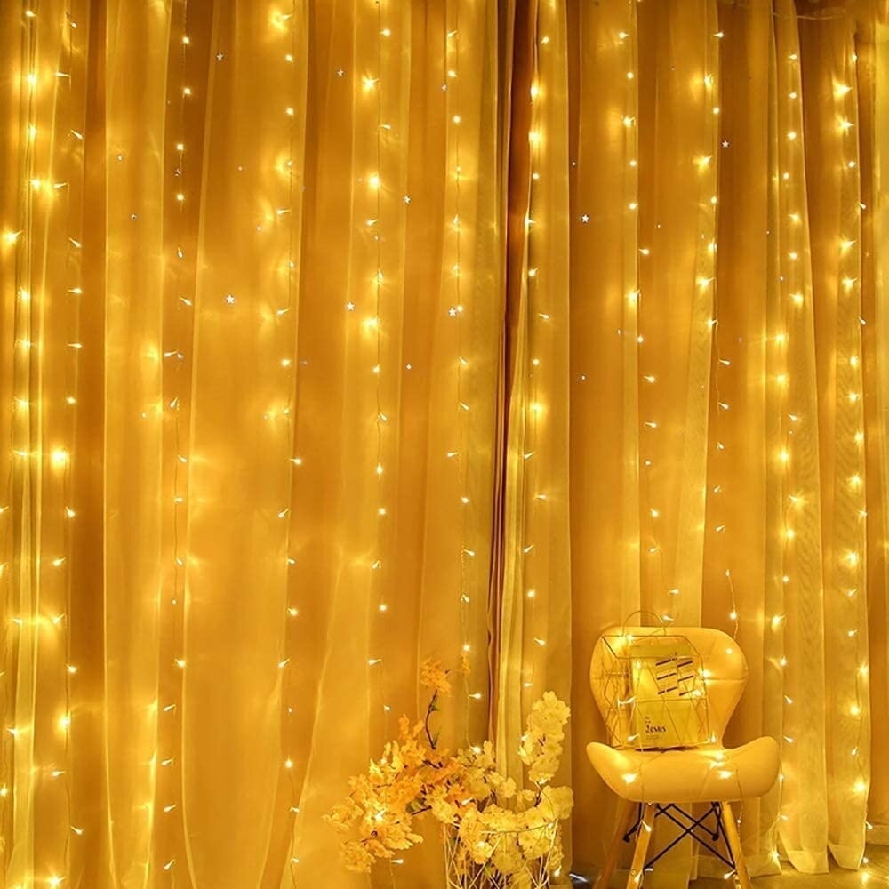 4 Packs 9.9 x 9.9ft Window Curtain String Lights, 8 Modes Fairy Lights USB Remote Control Lights for Christmas Bedroom Party Wedding Home Garden Wall Decorations