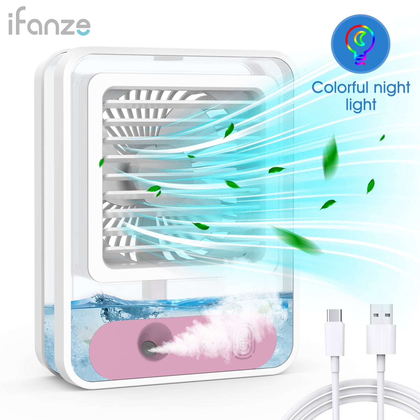 Portable Air Conditioner, Personal Mini Air Conditioner Quiet Desk Fan With Handle, with 3 Speed Mode LED Display Desktop Humidifier Evaporative Cooler For Home, Office, Room