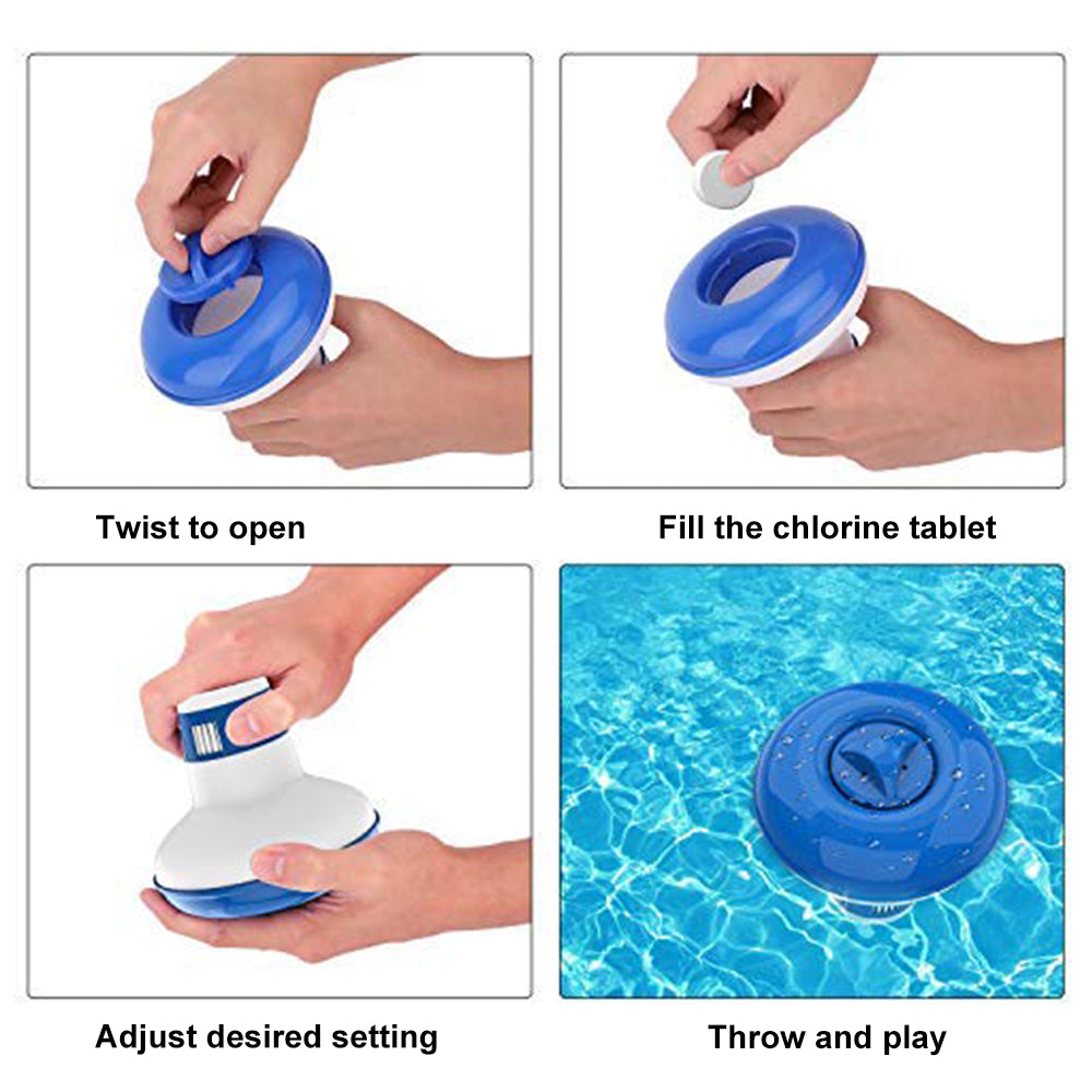 iFanze 5 inch Chemical Dispenser for Spa and Personal Pools, Compatible With 1" Bromine and Chlorine Tablets, Blue & White