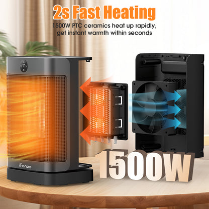 Space Heater Indoor Use, 1000W Electric Portable Heater with Thermostat, Remote, Timer, Overheat & Tip-Over Protection, Electric Heater for Large Room Office Bedroom