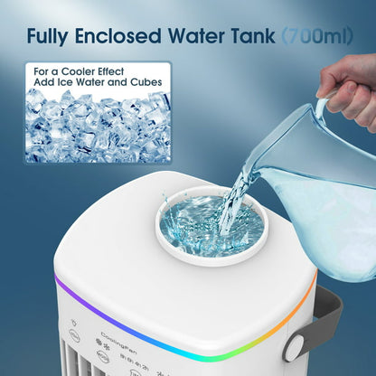 Air Conditioner Portable, Mini Portable Air Conditioner Quiet Desk Fan With Handle, Humidifier Misting Fan, Small Air Conditioner 3 Speeds, Evaporative Cooler For Home, Office, Room