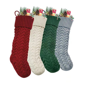 Melliful 18" Large Christmas Stockings, 4 Pack Christmas Hanging Sock Decorations, Plush Knitted Stockings for Family Holiday Christmas Tree Fireplace Decorations