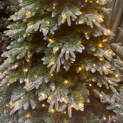 7 FT Pre-Lit PE Christmas Tree ,350 Lights and PE Branch 1249 Tips, Hinged Artificial Holiday Xmas Christmas Decoration, Metal Base Stand, Green