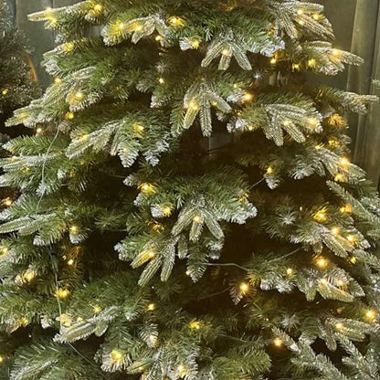 7 FT Pre-Lit PE Christmas Tree ,350 Lights and PE Branch 1249 Tips, Hinged Artificial Holiday Xmas Christmas Decoration, Metal Base Stand, Green