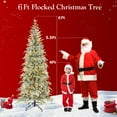 Qunler 6ft Pre-lit Snow Flocked Artificial Christmas Tree with 250 Warm Lights 8 Modes, 420 PE+PVC Snowy Branches,White