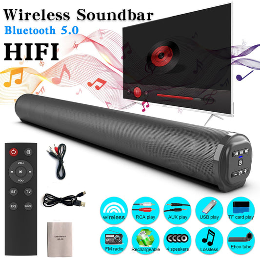 vinsic Sound Bar for TV, 23 in Soundbar Built in Subwoofer with HDMI USB RCA AUX COAX Connection TV Speaker for Home Theater, Wall Mountable, Black