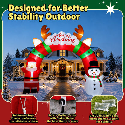 12 FT Long Christmas Inflatable Archway with Santa, Snowman and LED Lights for Outdoor Christmas Yard Decoration