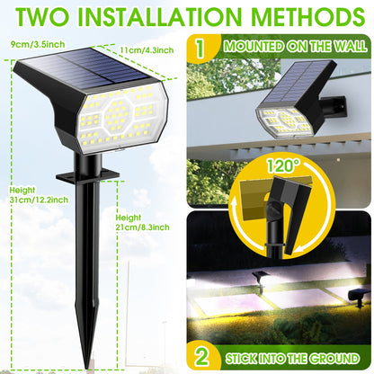Qunler Solar Lights Outdoor Waterproof IP68, 56LED Solar Landscape Lawn Spotlights for Garden Patio Yard Pathway Lighting, 4 Pack(Cool White)