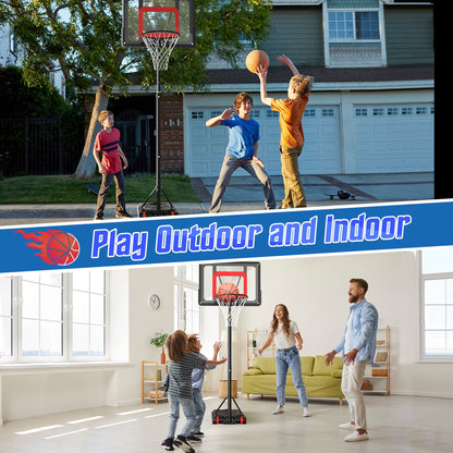 Basketball Hoop Outdoor for Kids, 5-7Ft Height Adjustable Portable Basketball Hoop Goal System