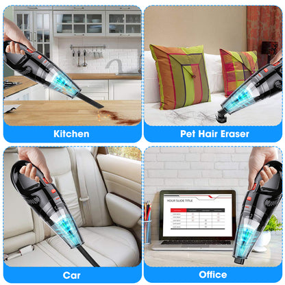 Handheld Vacuum Cordless, 6KPA Powerful Cyclonic Suction Vacuum Cleaner, Portable Car Vacuum Cleaner, Quick Charge Handheld Vacuum with Washable HEPA Filter for Car