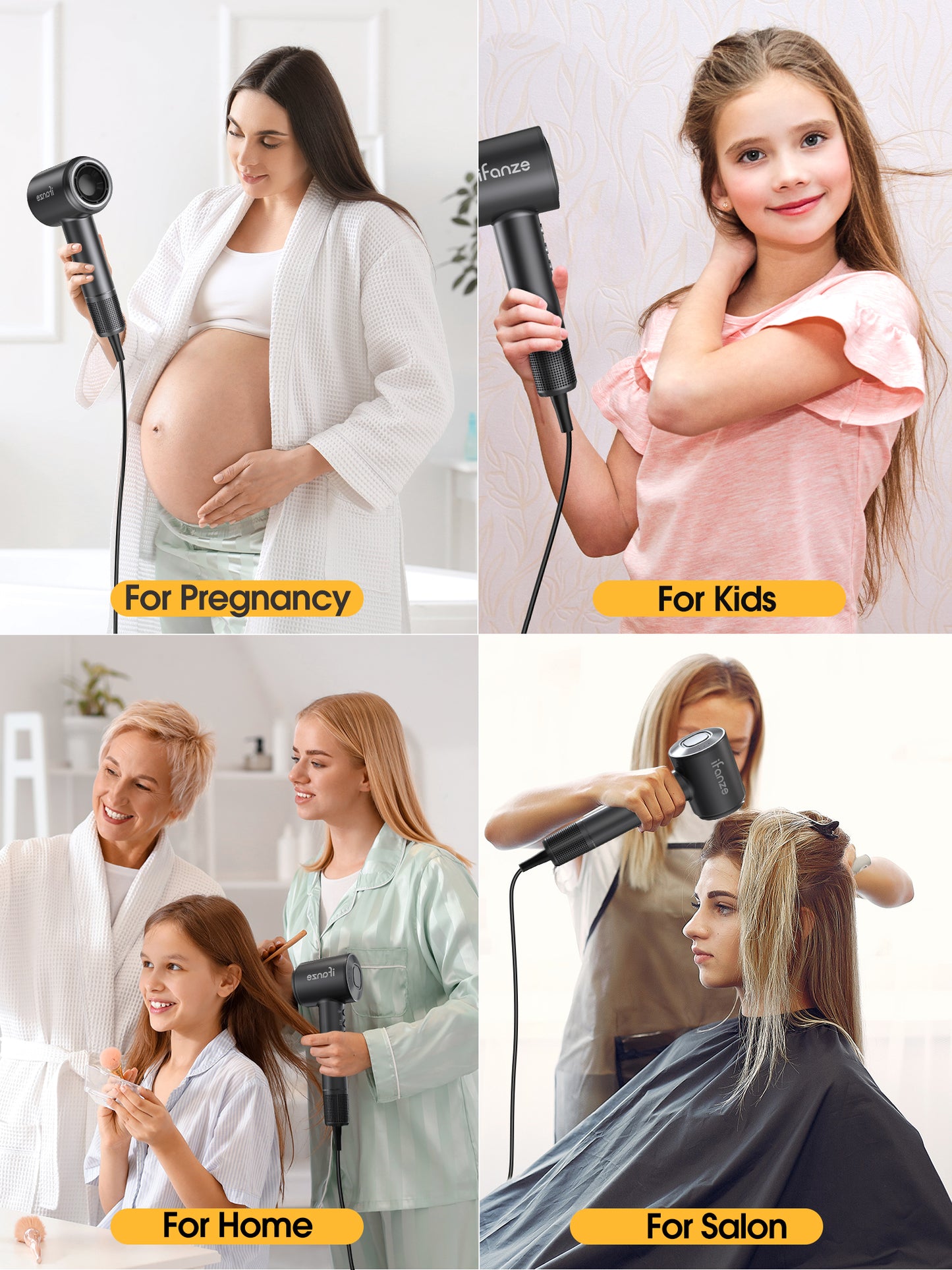 Hair dryer, High-Speed Blow Dryer With 3 Temps & 3 Speeds, 500 Million Negative Ions Hair dryer, 150,000 RPM Brushless Motor for Fast Drying