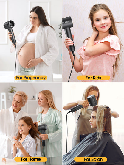 Hair dryer, High-Speed Blow Dryer With 3 Temps & 3 Speeds, 500 Million Negative Ions Hair dryer, 150,000 RPM Brushless Motor for Fast Drying