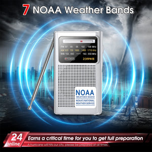 Emergency Weather Radio, 5000mAh Solar Hand Crank Radio, Portable Bluetooth AM/FM/NOAA Weather Radio, IPX6 Waterproof with LED Flashlight, Solar Charging Survival Radio for Cell Phone Charge