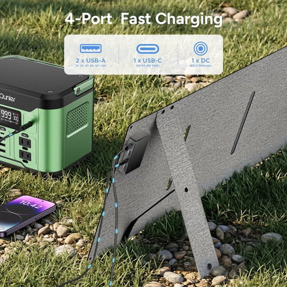 Qunler 60W Foldable Solar Panel with Kickstand for Portable Power Station,Portable Solar Charger for Camping,RV,off-Grid ,Black