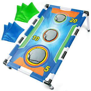 Cornhole Game, Collapsible Bean Bag Toss Game, Portable 3 Holes Cornhole Beanbags Set, Interactive Indoor/Outdoor Game for Toddler, Kids