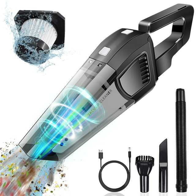 Qunler Handheld Vacuum Cleaner, 120W Cordless Dustbuster Portable Hand Vacuum for Car, Home, Wet or Dry Use, Black