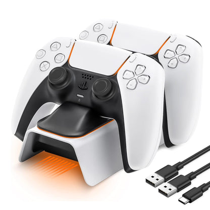 iFanze PS5 Controller Charger Station, Fast Charging Dock for PlayStation 5 Dualsense Controllers with Charging Cable and LED Indicator, White