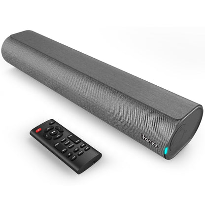 Qunler Sound Bar, 16 inch Bluetooth TV Speaker with Remote & 2 Built-in Full-frequency Speakers, 50W Wireless Soundbar for TV Home Theater & Audio, Iron Gray