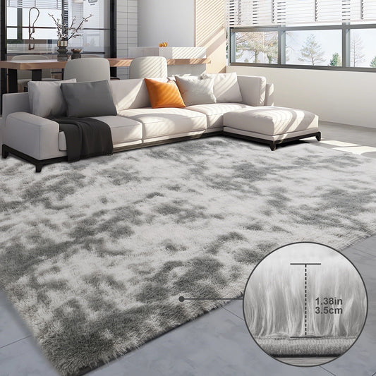 Qunler 5' x 8' Rug for Living Room, Large Washable Shag Rug, Indoor Modern Tie-dye Area Rugs for Bedroom, Rectangle Fluffy Home Carpets, Gray