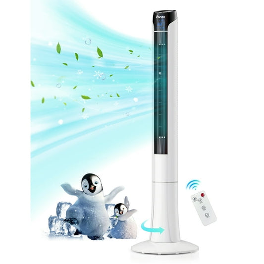 JoRocks Tower Fan for Bedroom,48 Inch Tall Quiet Oscillating Bladeless Fan with Remote, 3 Speeds, LED Display, 7.5H Timer, Portable Floor Standing Fan for Whole Room Indoor Office Home Use,White