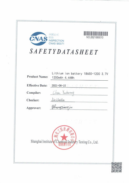 MSDS for ifanze li-on batteries
