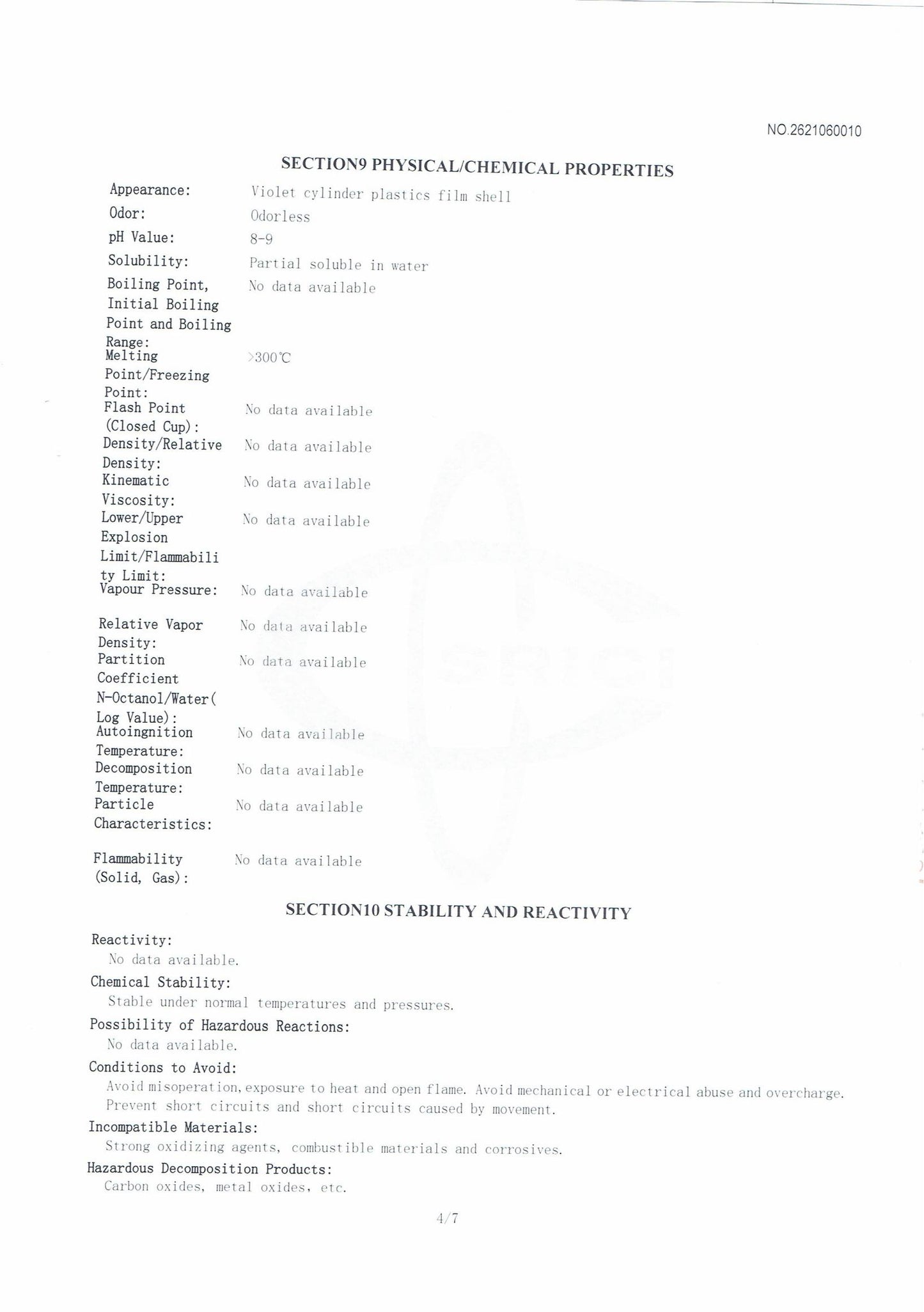 MSDS for ifanze li-on batteries
