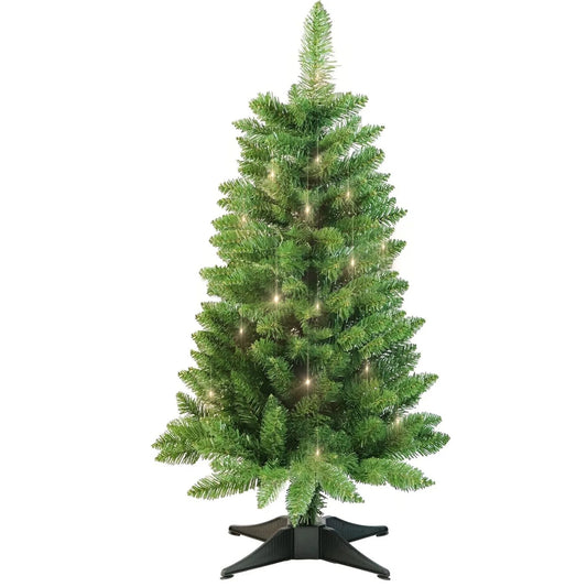 3 FT Pre-Lit Christmas Tree w/ 70 Lights 160 Tips, Hinged Artificial Holiday Xmas Christmas Decoration, Green