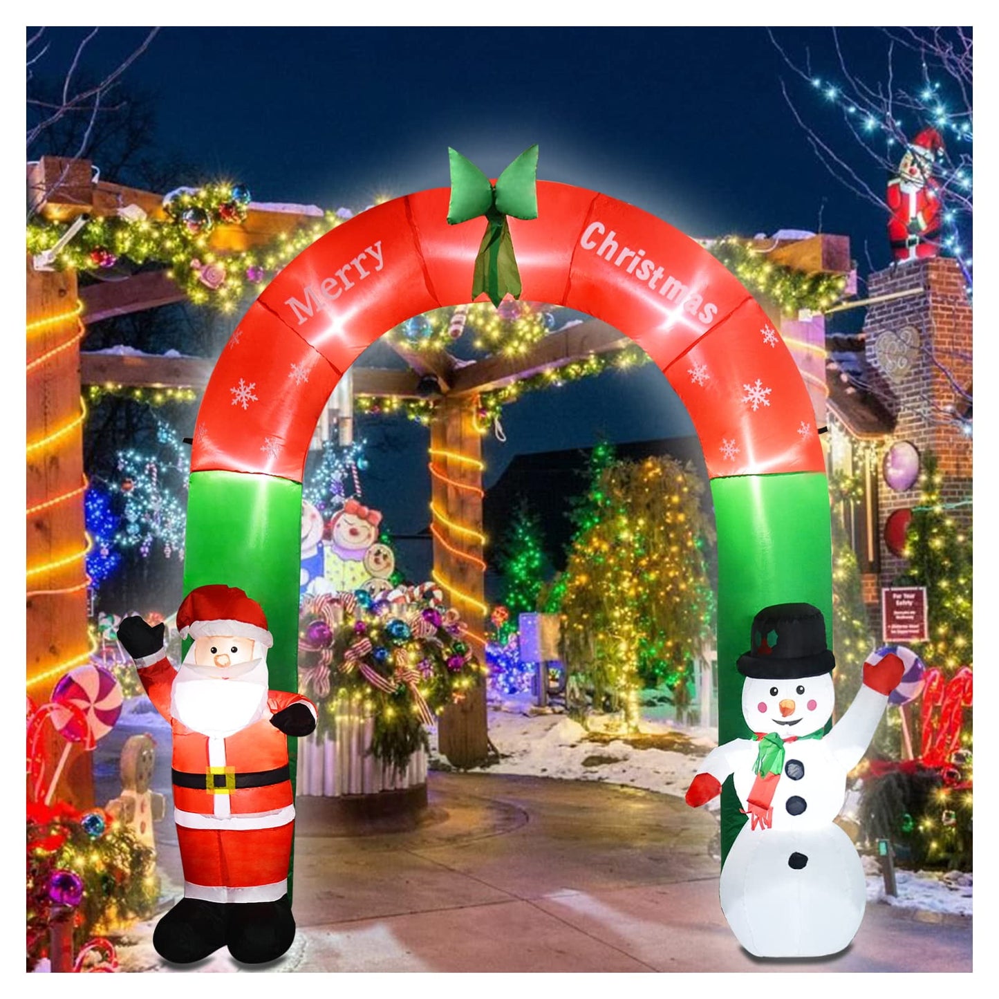 JoRocks 9FT Tall Halloween Inflatables Outdoor Decorations Built-in LED Lights Haunted House Castle Blow Up Lighted Decor